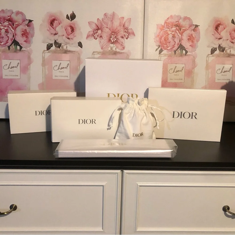 Rare Dior Beauty Limited Edition Set 3 Pouches + Toile de Jouy Folding Fan NEW